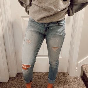 blue ripped skinny jeans